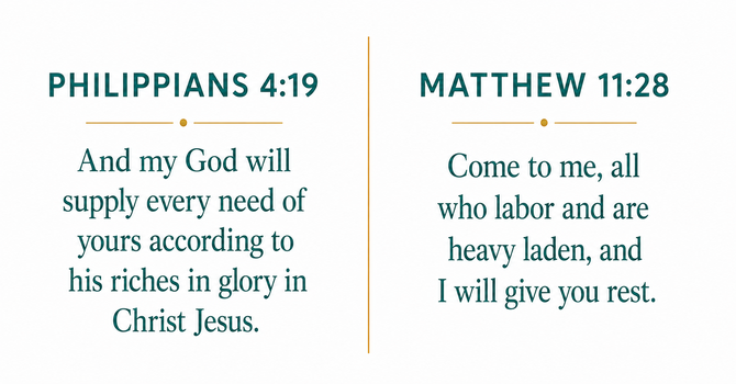Philippians 4:19 & Matthew 11:28 image