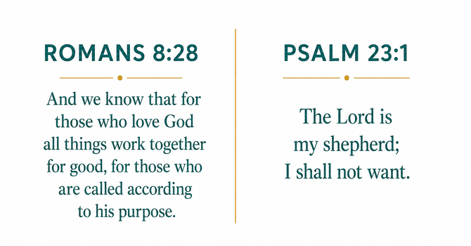 Romans 8:28 & Psalm 23:1 image