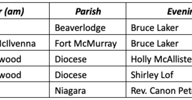 Diocesan Facebook Prayer Schedule image