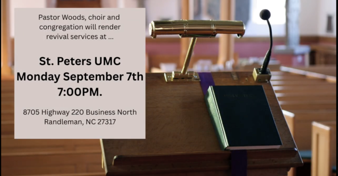 Upcoming Service at St. Peters UMC - Monday, 9/7 @7PM image