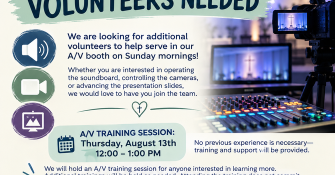 A/V Team Volunteers Needed image
