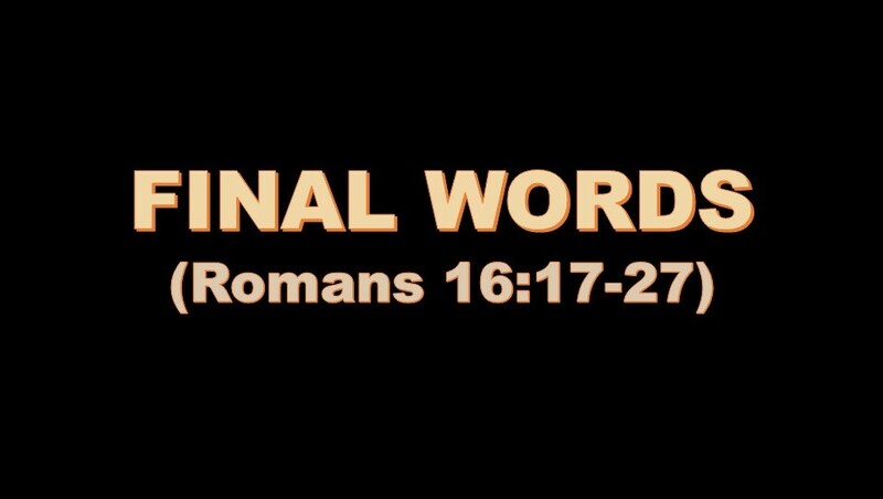 FINAL WORDS