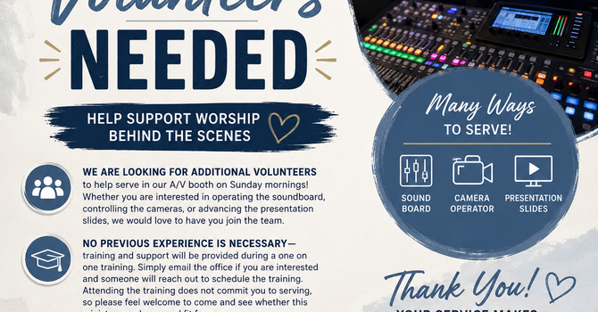 A/V Team Volunteers Needed image