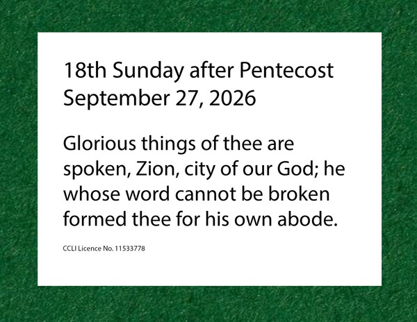 18th Sunday after Pentecost