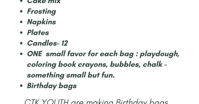 Happy Birthday Bags - Youth Event