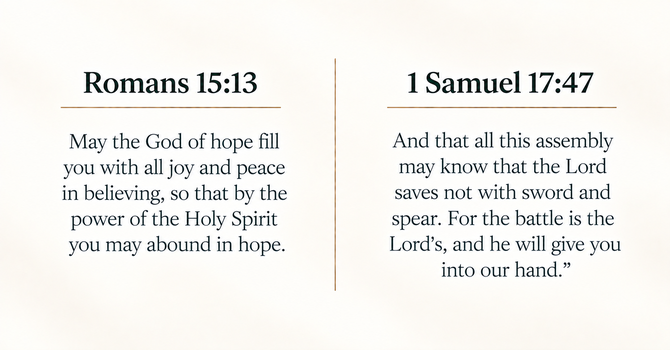 Romans 15:13 & 1 Samuel 17:47 image