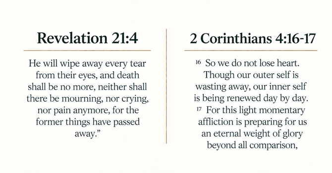 Revelation 21:4 & 2 Corinthians 4:16-17 image