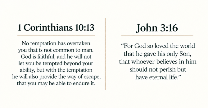 1 Corinthians 10:13 & John 3:16 image