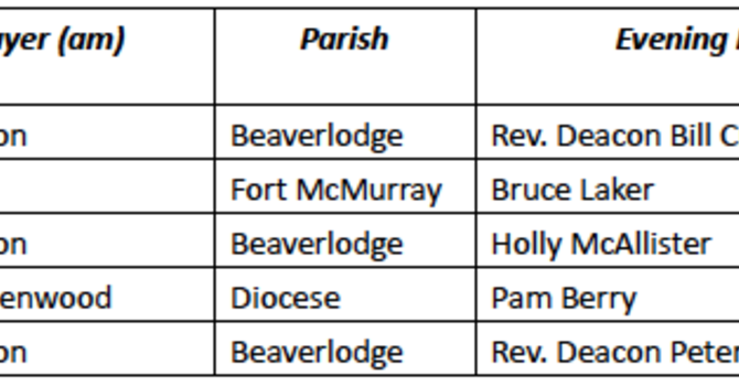Diocesan Facebook Prayer Schedule image