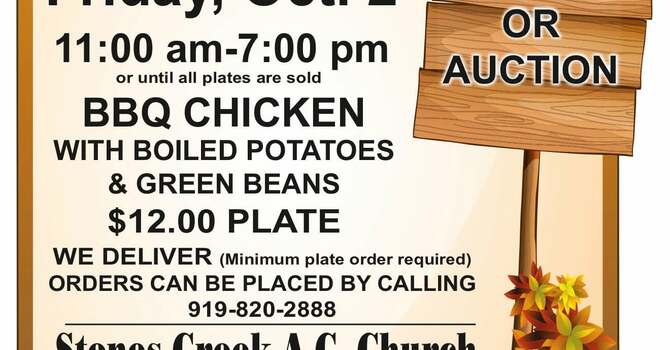 Harvest Day BBQ Chicken Plate Sale