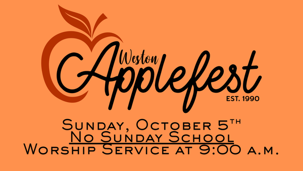 Applefest Weekend - Service Time Change