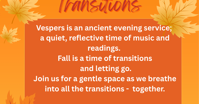 Autumn Vespers Sept 27th 5pm