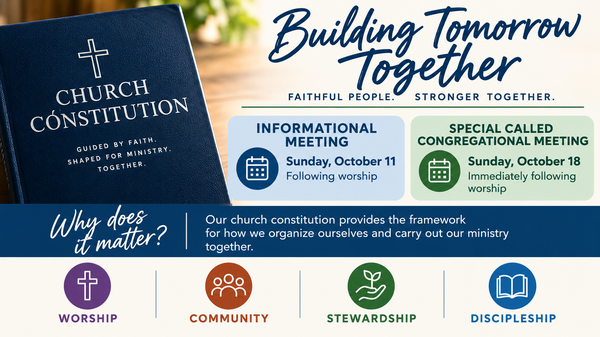 Announcement of a Special Called Congregational Meeting