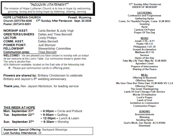 Sunday Bulletin 