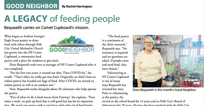 September's North Polk Living Good Neighbor is Dixie Bequeaith!