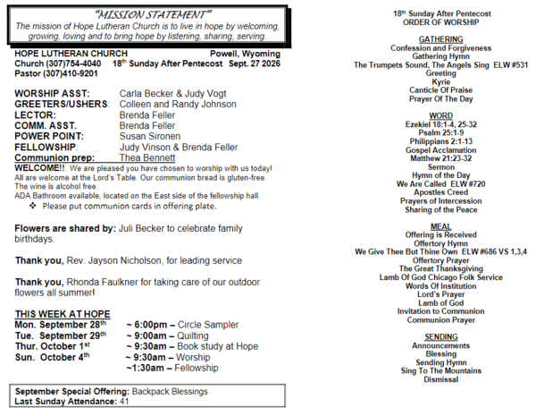Sunday Bulletin 