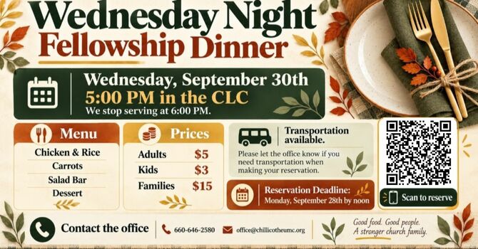 Wednesday Night Fellowship Dinner