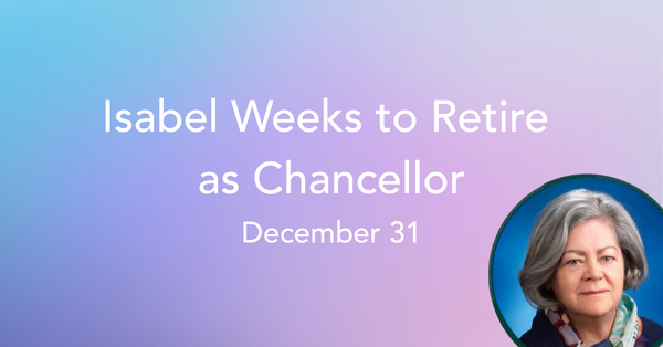 Isabel Weeks to Retire as Chancellor