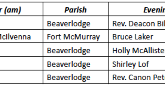 Diocesan Facebook Prayer Schedule
