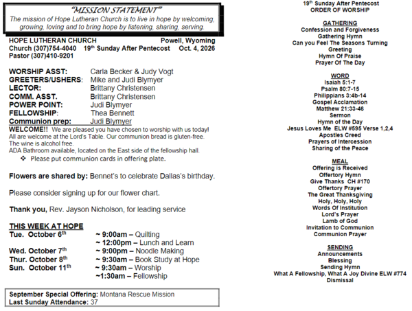 Sunday Bulletin 