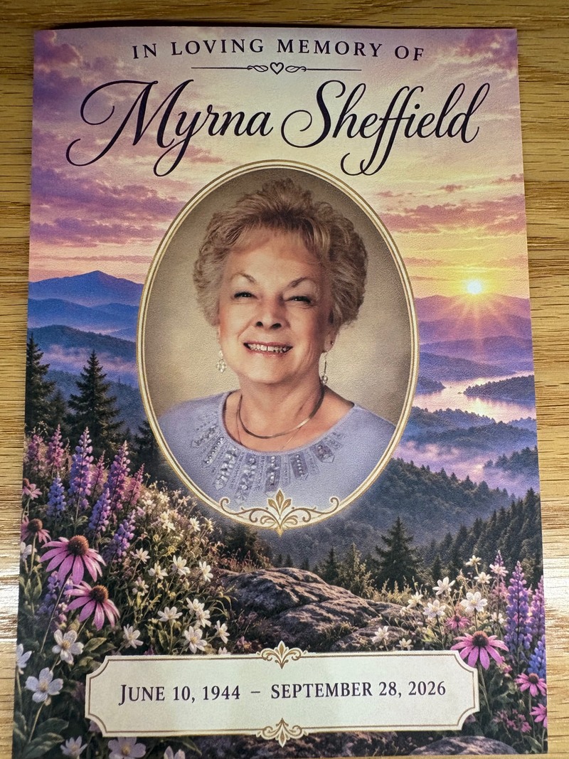 Myrna Sheffield Memorial Service