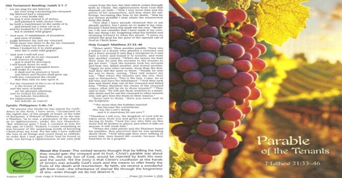 Worship Service Bulletin - Nineteenth Sunday After Pentecost image