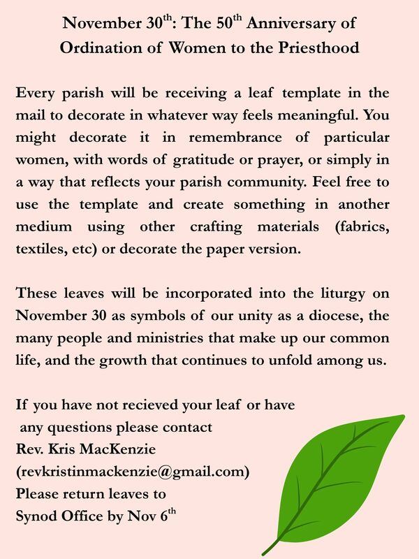 Nov 30 - The 50th Anniversary of Ordination of Women to the Priesthood