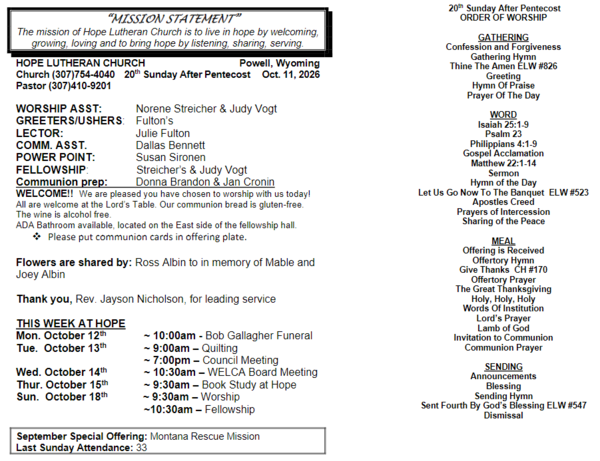 Sunday Bulletin 