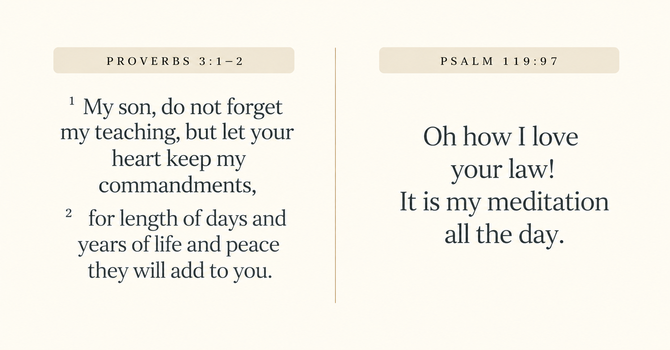 Proverbs 3:1–2 & Psalm 119:97 image