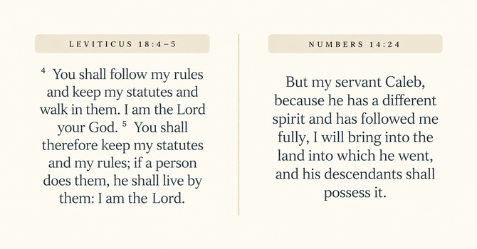 Leviticus 18:4–5 & Numbers 14:24  image