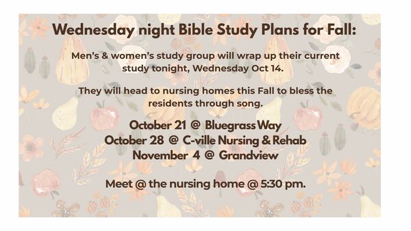 WEDNESDAY NIGHT BIBLE STUDY
