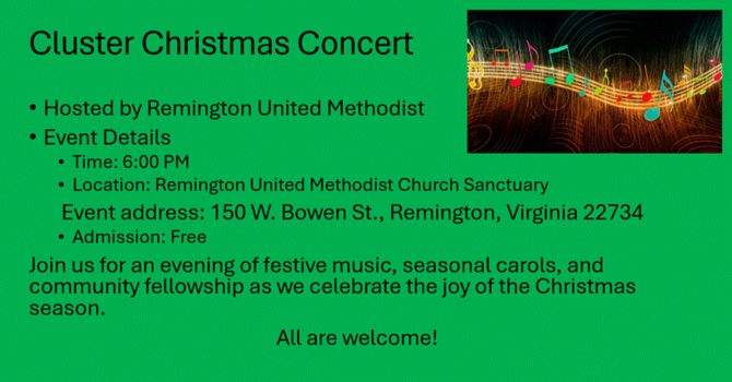 Sunday December 6, 2026 (TBD) - Cluster Christmas Concert  image