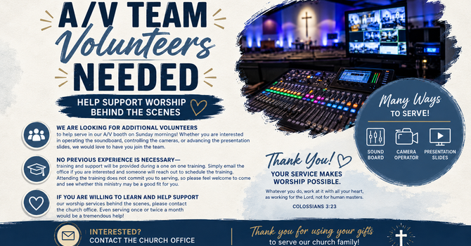A/V Team Volunteers Needed image
