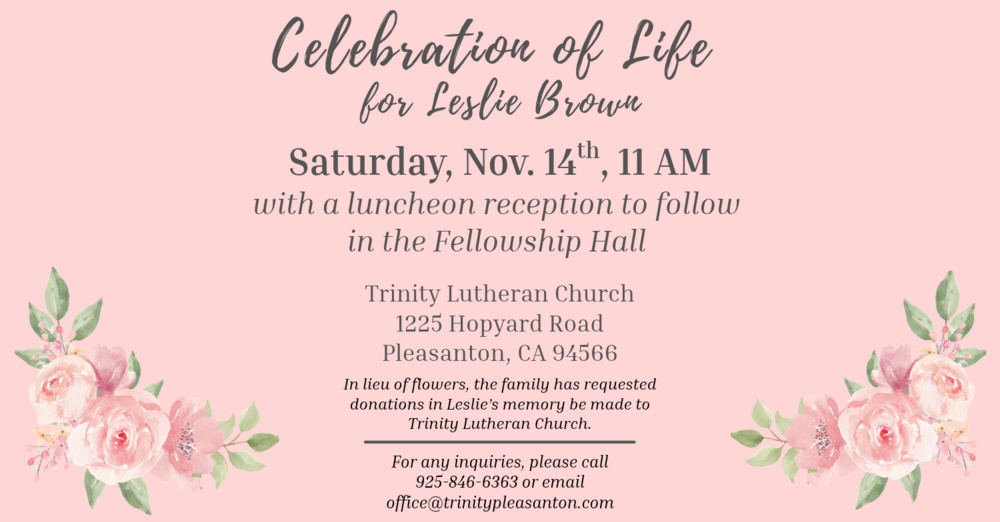 Celebration of Life for Leslie Brown