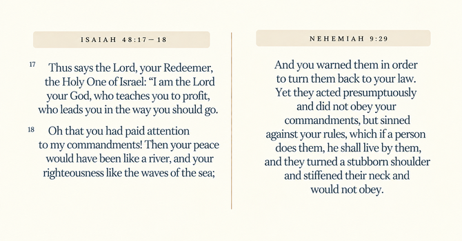 Isaiah 48:17–18 & Nehemiah 9:29  image