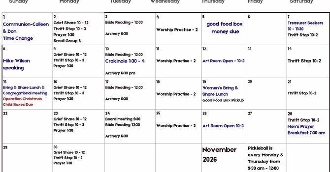 November  Calendar