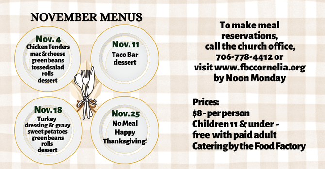 Wednesday Night Meal Reservations