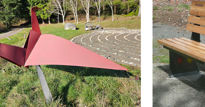 Red Crane and Nature Bench image
