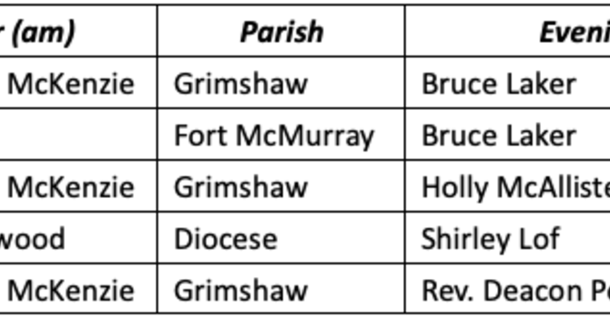 Diocesan Facebook Prayer Schedule