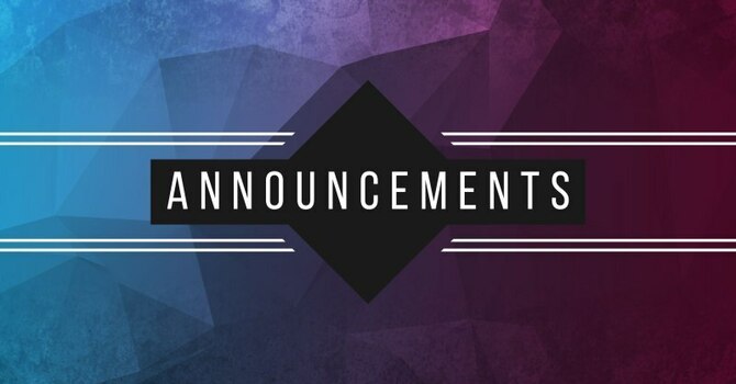 This Week's Announcements