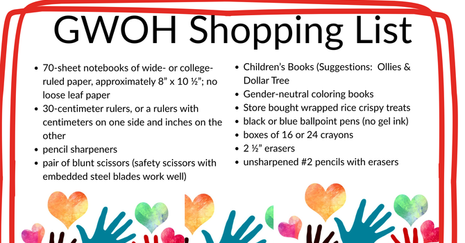 GWOHs Running Shopping List