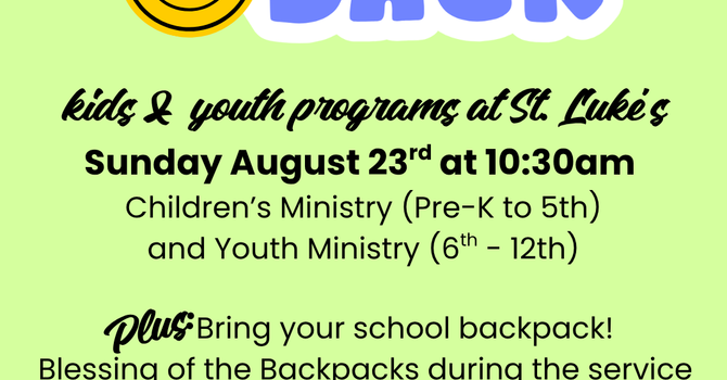 CHILDREN AND YOUTH MINISTRIES BACK
