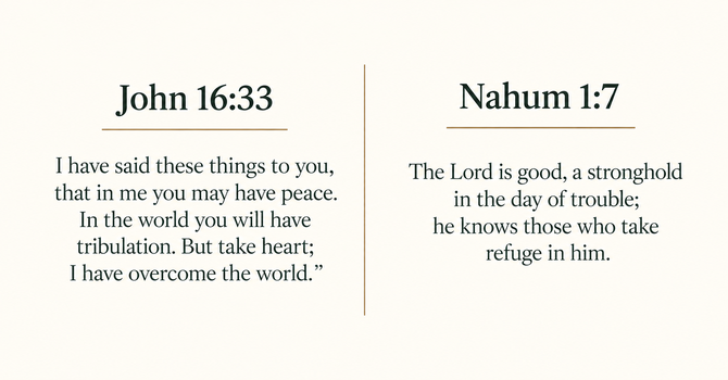 John 16:33 & Nahum 1:7 image