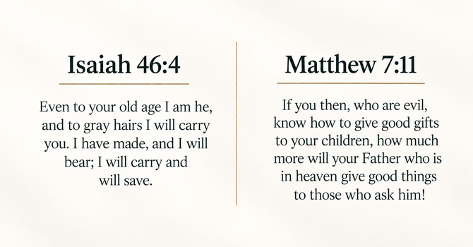Isaiah 46:4 & Matthew 7:11 image