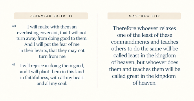 Jeremiah 32:40–41 & Matthew 5:19 image