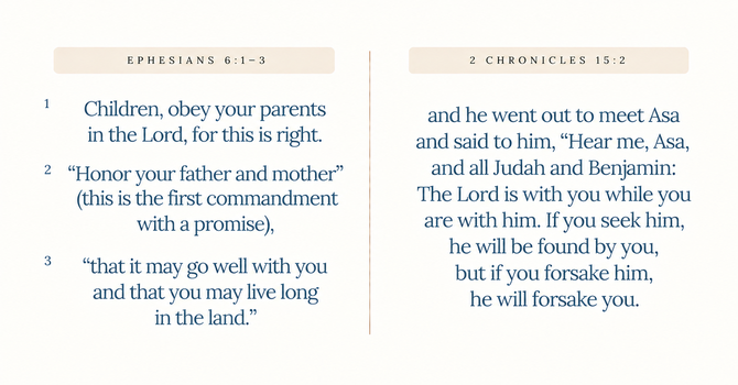 Ephesians 6:1–3 & 2 Chronicles 15:2 image