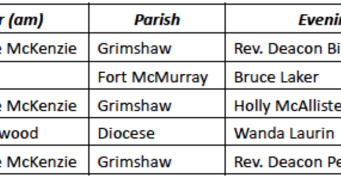 Diocesan Facebook Prayer Schedule