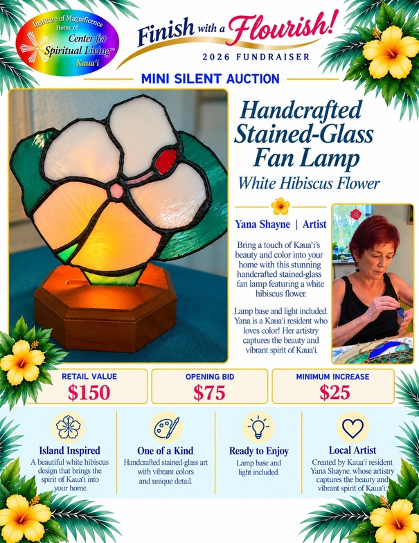Handcrafted Stained-Glass Fan Lamp
